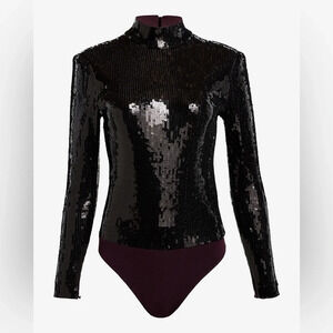 Express NWT Plum Sequin Mock Neck Bodysuit - XS But Fits Like. Small or Medium